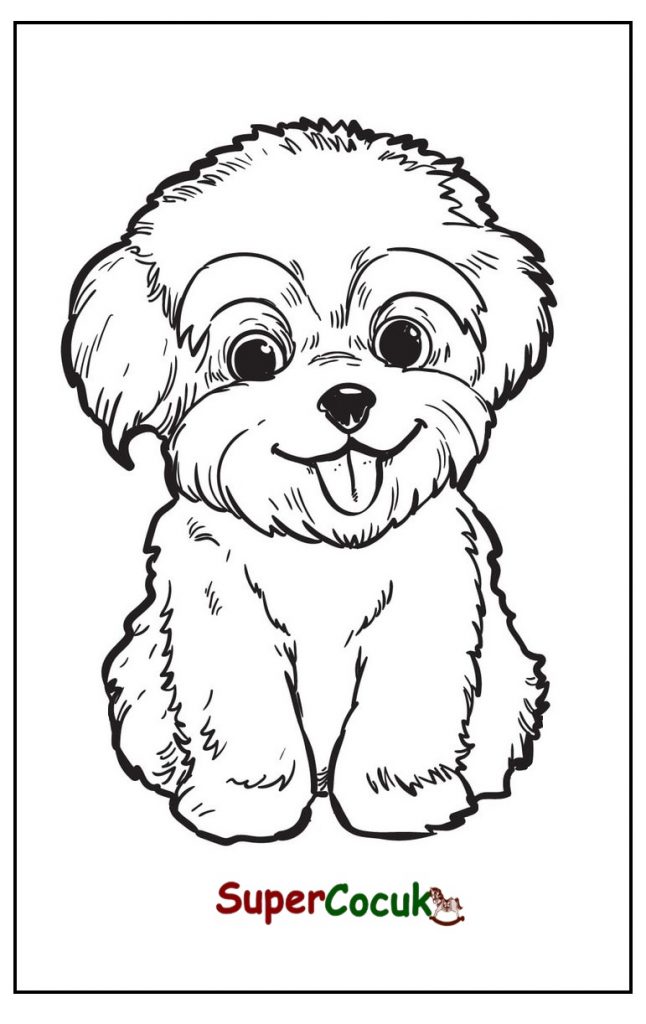 Hayvan - Sevimli Köpek Boyama Sayfası, Siyah Beyaz Resim