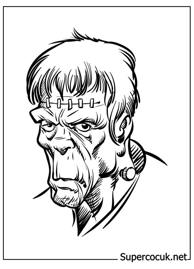 Ausmalbilder Frankenstein, 5 Stück PDF - Supercocuk