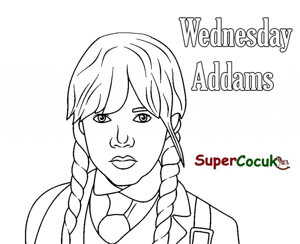 Wednesday Addams - Ausmalbilder für Kinder und Erwachsene